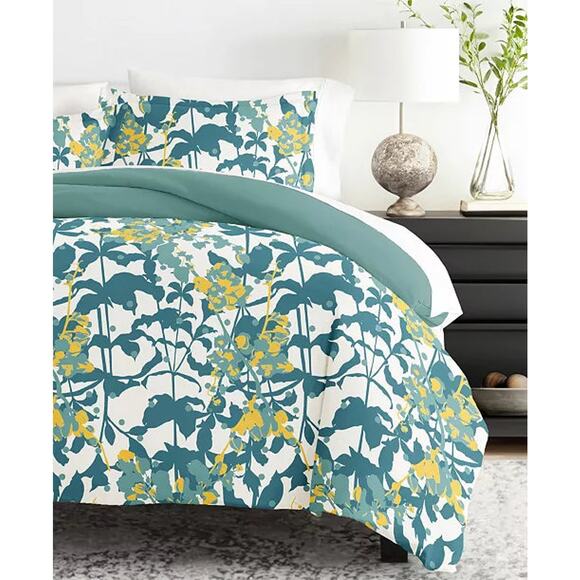 I Enjoy Reversible Patterned 3 Piece Duvet Cover Set King / Cal Teal - Picture 8 of 14